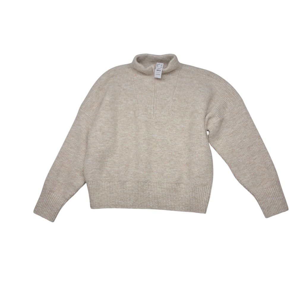 NWT Lands' End Fuzzy Wedge Quarter Zip Sweater Womens XL Petite Beige Tan‎ Cozy